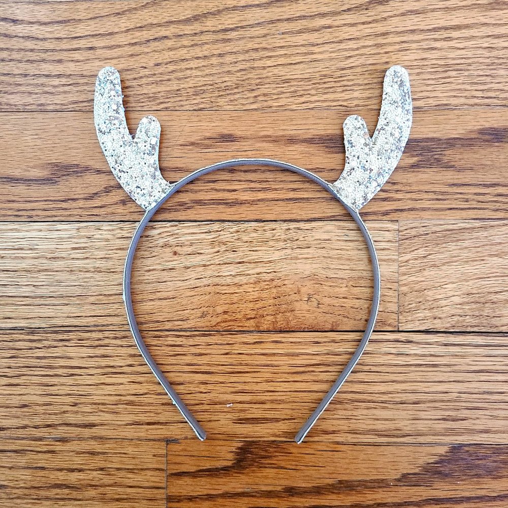 Crewcuts Glitter Antler Headband in Gold and Silver